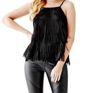 Guess Los Angeles Women's Black Fringe Tank Top Country Western Festival Size S